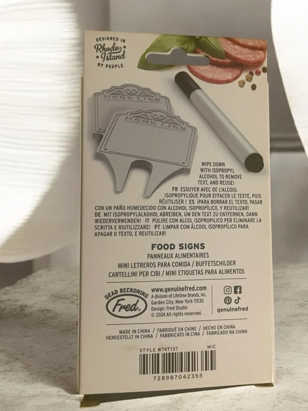 Fred Grave Markers Food Signs - Gray and Cream